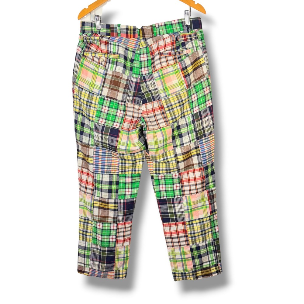 Vintage Polo Ralph Lauren Madras Patchwork Pants Mens 33 Multicolor Plaid Preppy - Picture 6 of 16